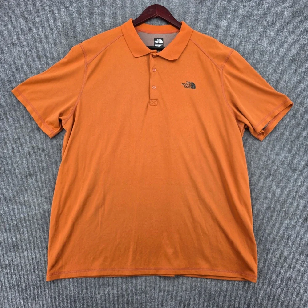 The North Face Mens XXL Orange FlashDry Short Sleeve Performance Polo Shirt